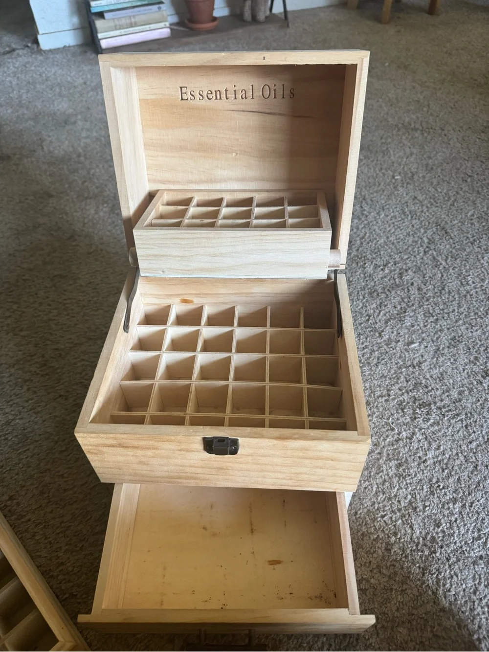 Natural Wood essential oil Box with Antique-Style Hardware - Light Wood